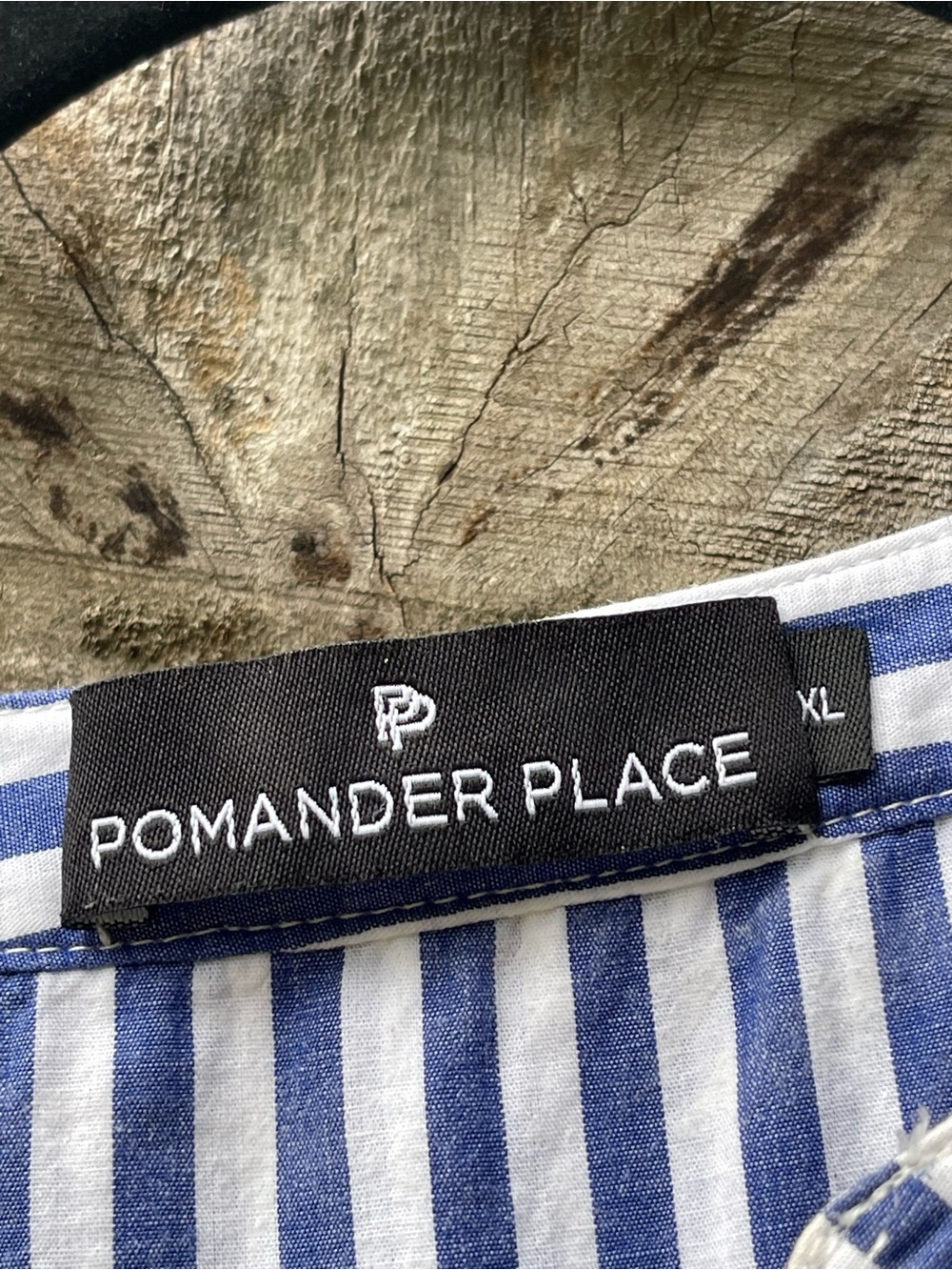 Pomander Place Navy and White Striped Tiered Long Sleeve Dress - Picture 6 of 11